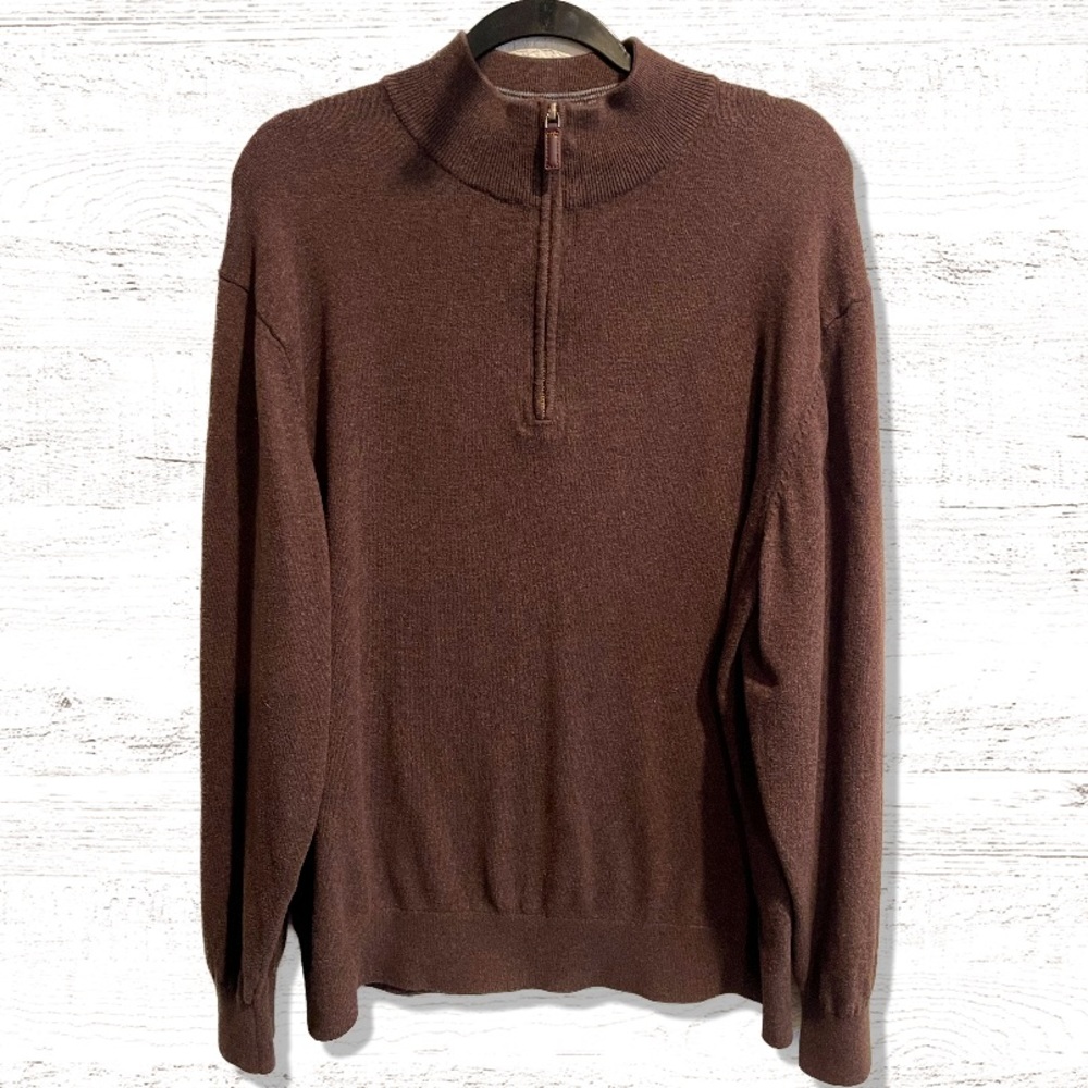 Daniel Cremieux Mens 1/4 Zip Brown Pullover Size XL